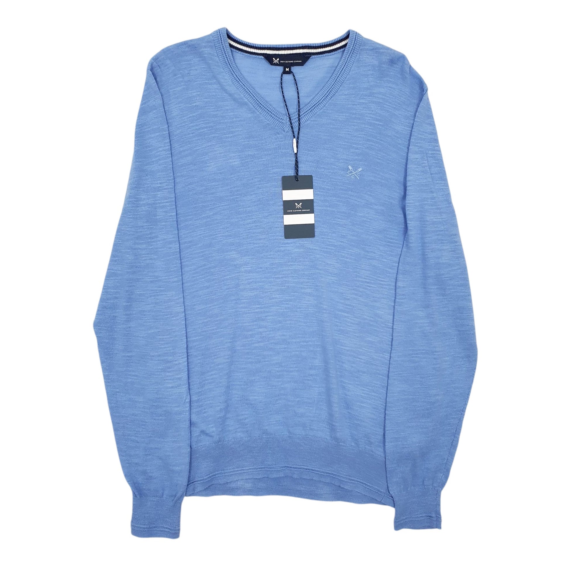 Mens Blue Crew Clothing Company Lightweight V Neck Jumper