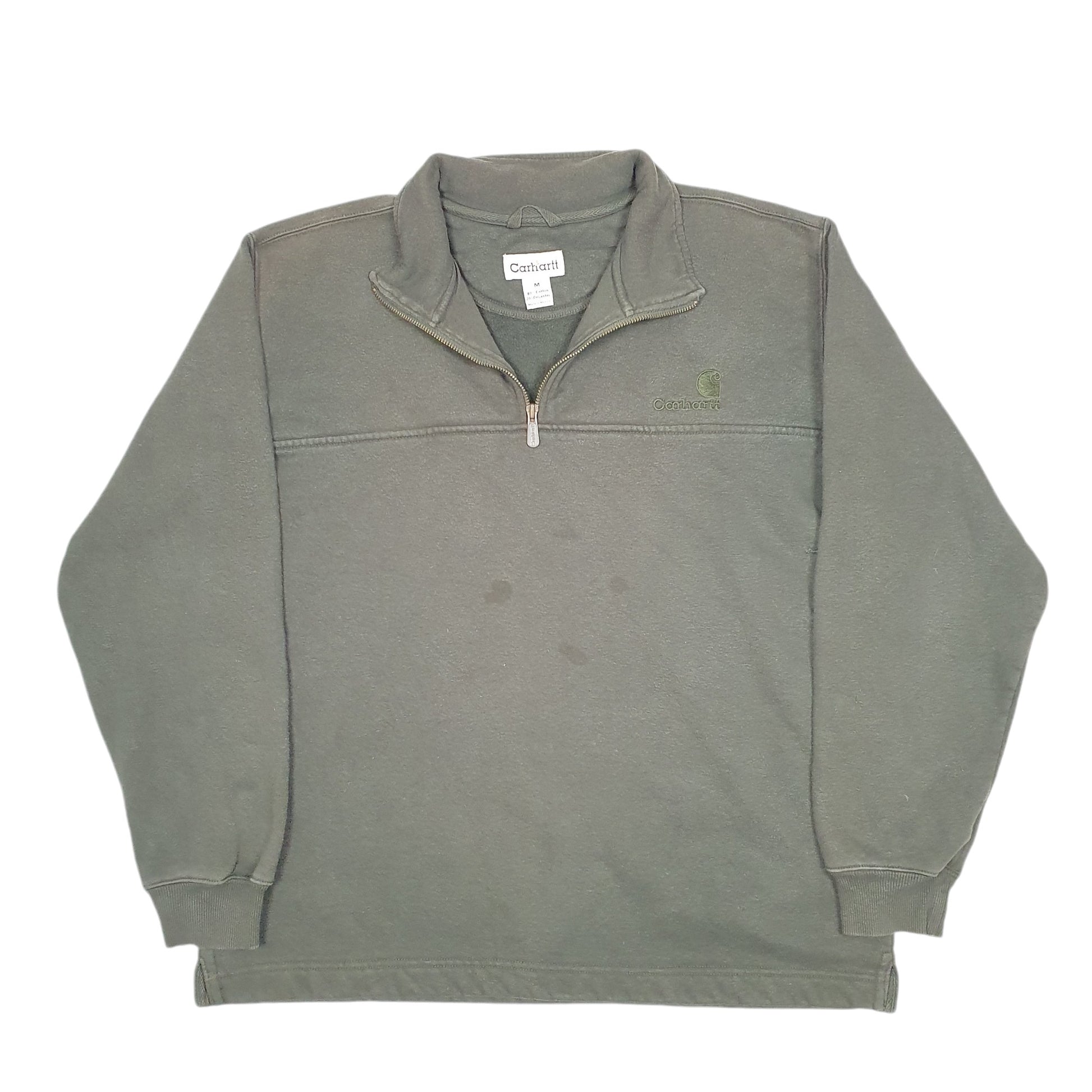 Mens Green Carhartt Workwear Quarter Zip Jumper