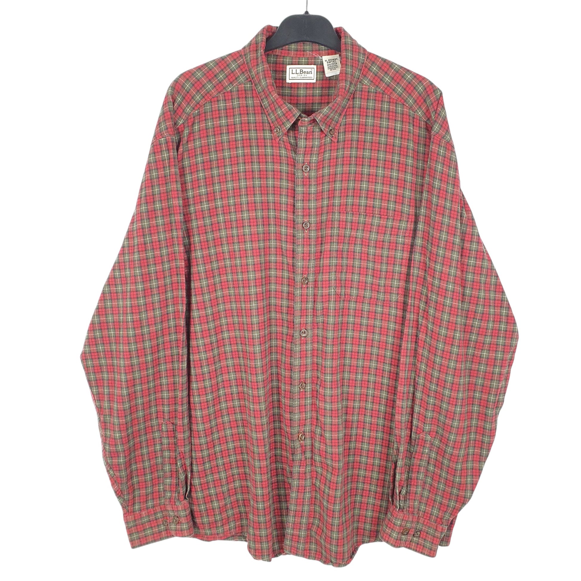 Mens Red L.L.Bean Tartan Flannel Long Sleeve Shirt