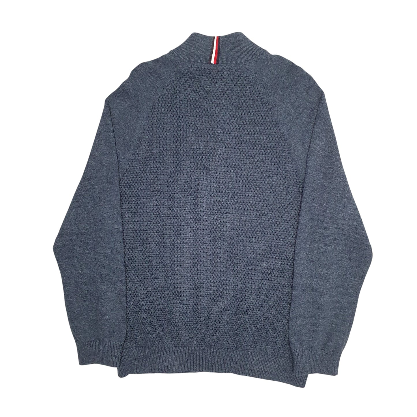 Mens Navy Tommy Hilfiger Waffle Knit Quarter Zip Jumper