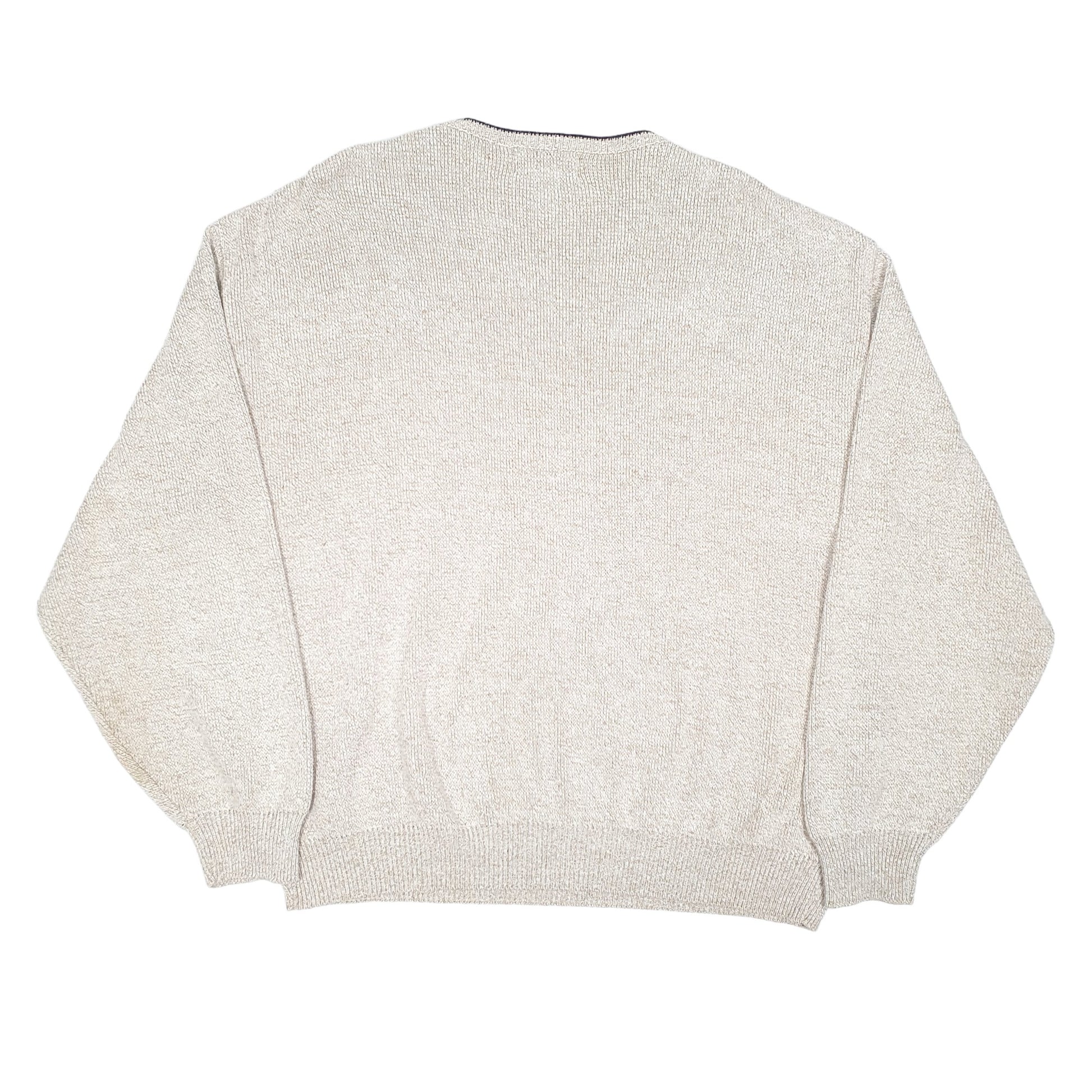 Mens Beige Roundtree & York Knit USA Flag America Vintage Crewneck Jumper