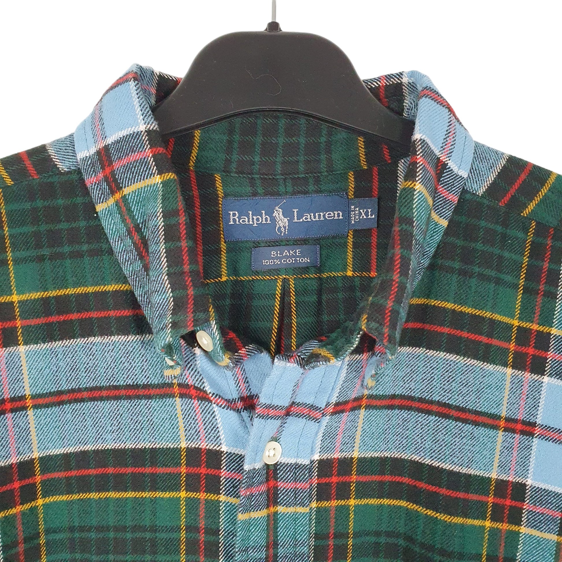 Mens Green Ralph Lauren Flannel Overshirt Shacket Long Sleeve Shirt