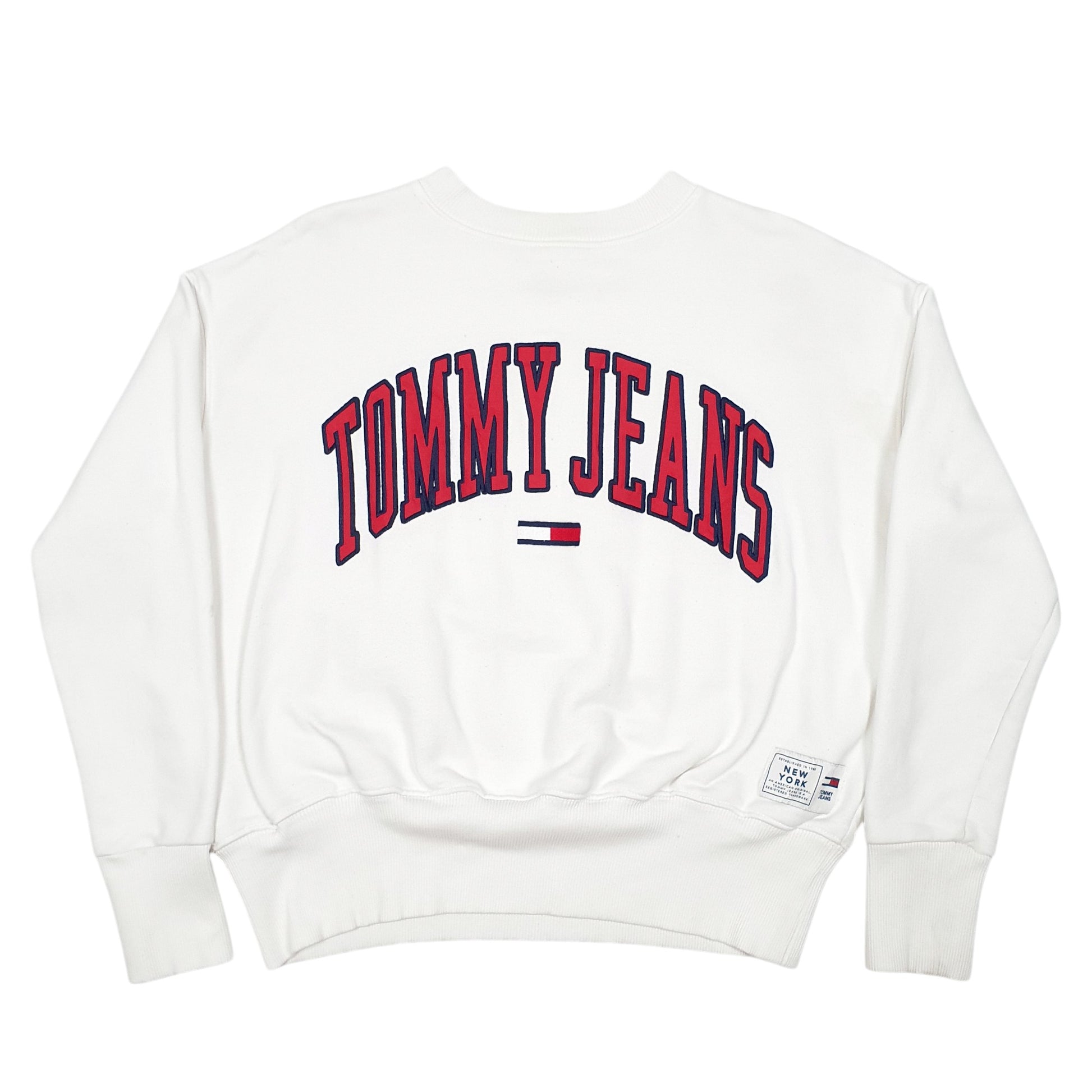 White Tommy Hilfiger Jean Jumper Crew Neck Sweatshirt Tommy