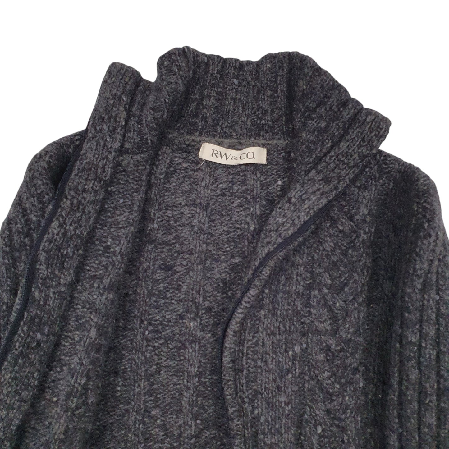 Womens Grey RW & CO Cable Knitwear Full Zip Jumper