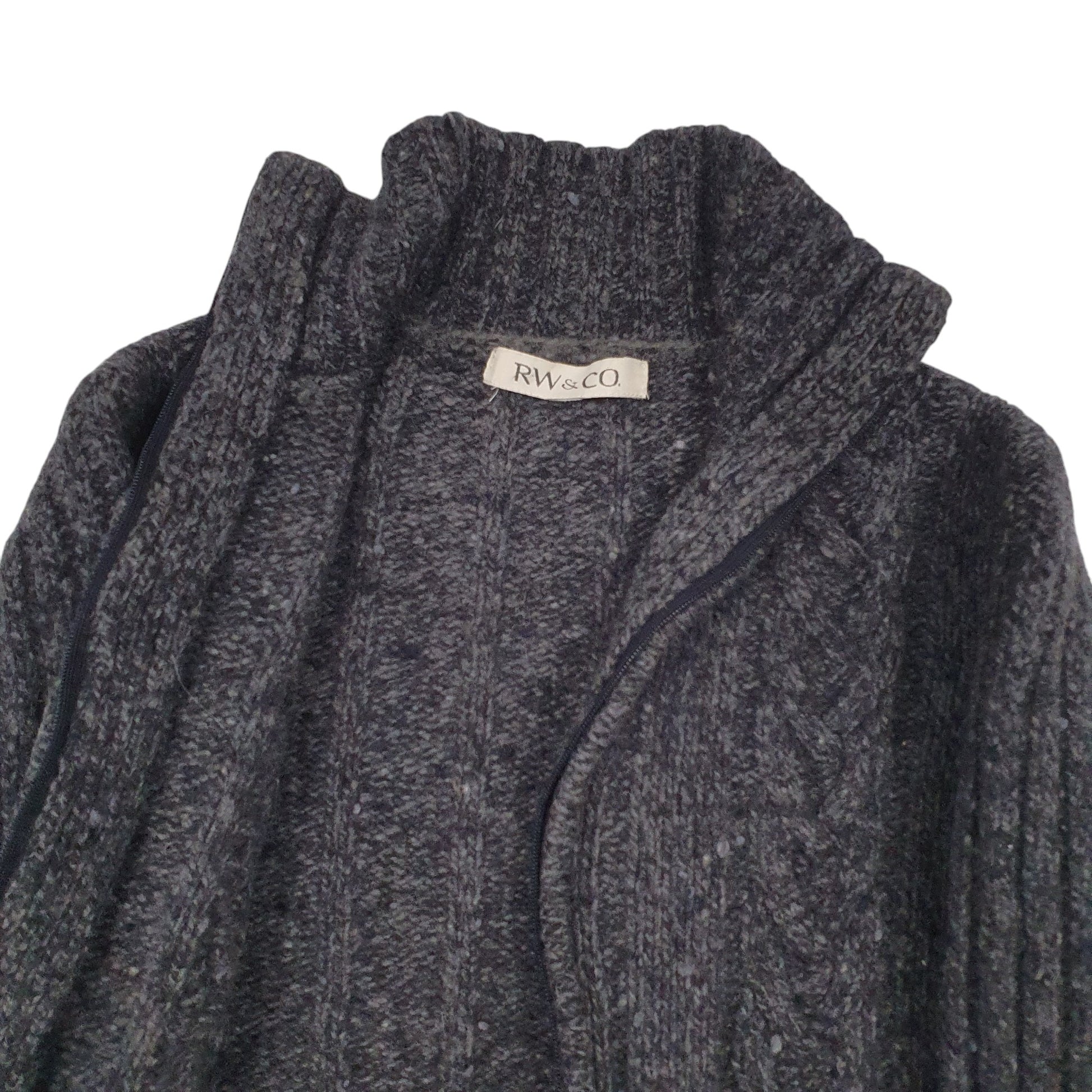 Womens Grey RW & CO Cable Knitwear Full Zip Jumper