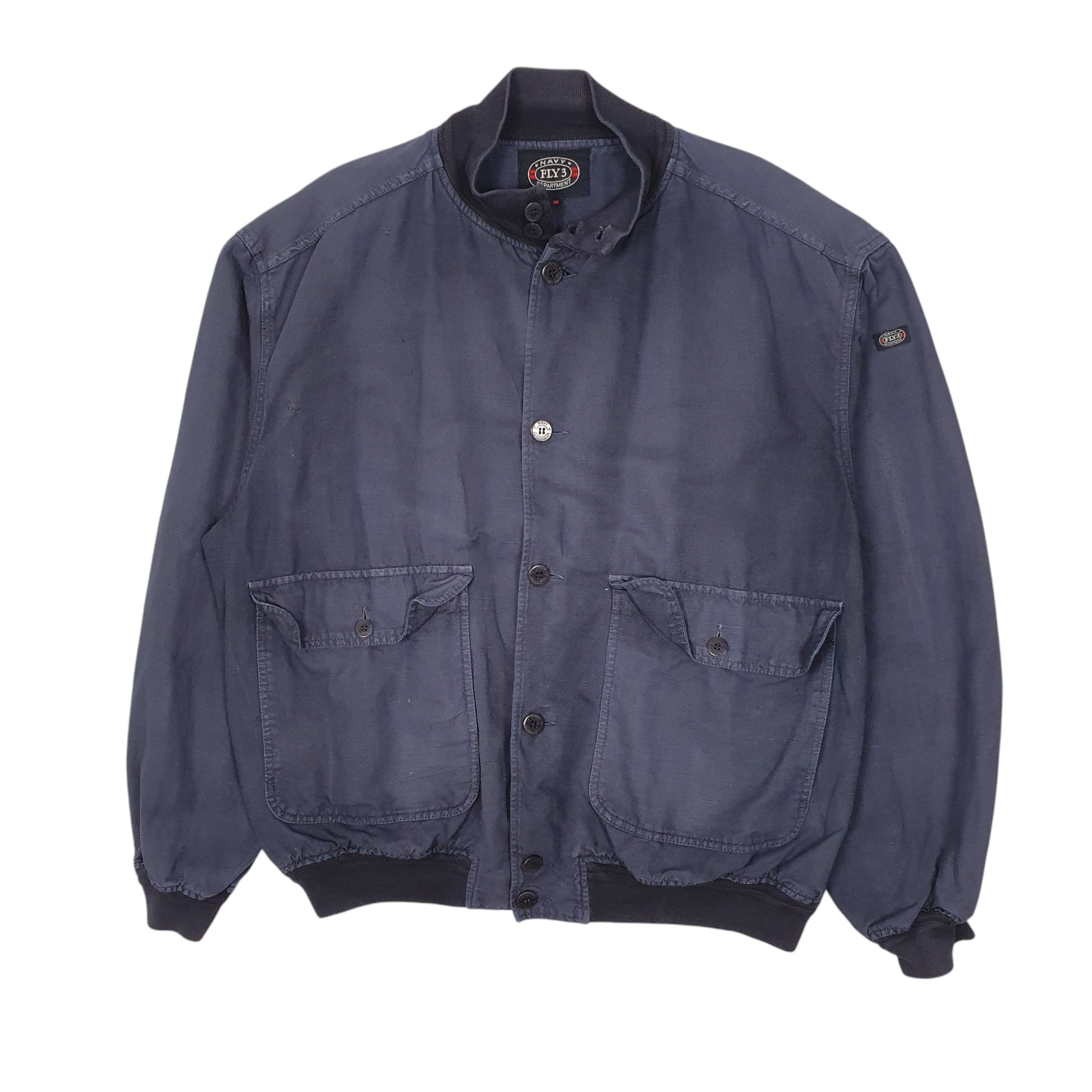 Mens Navy Navy Fly 3 Department Vintage 1980s Chore Sailors  Coat