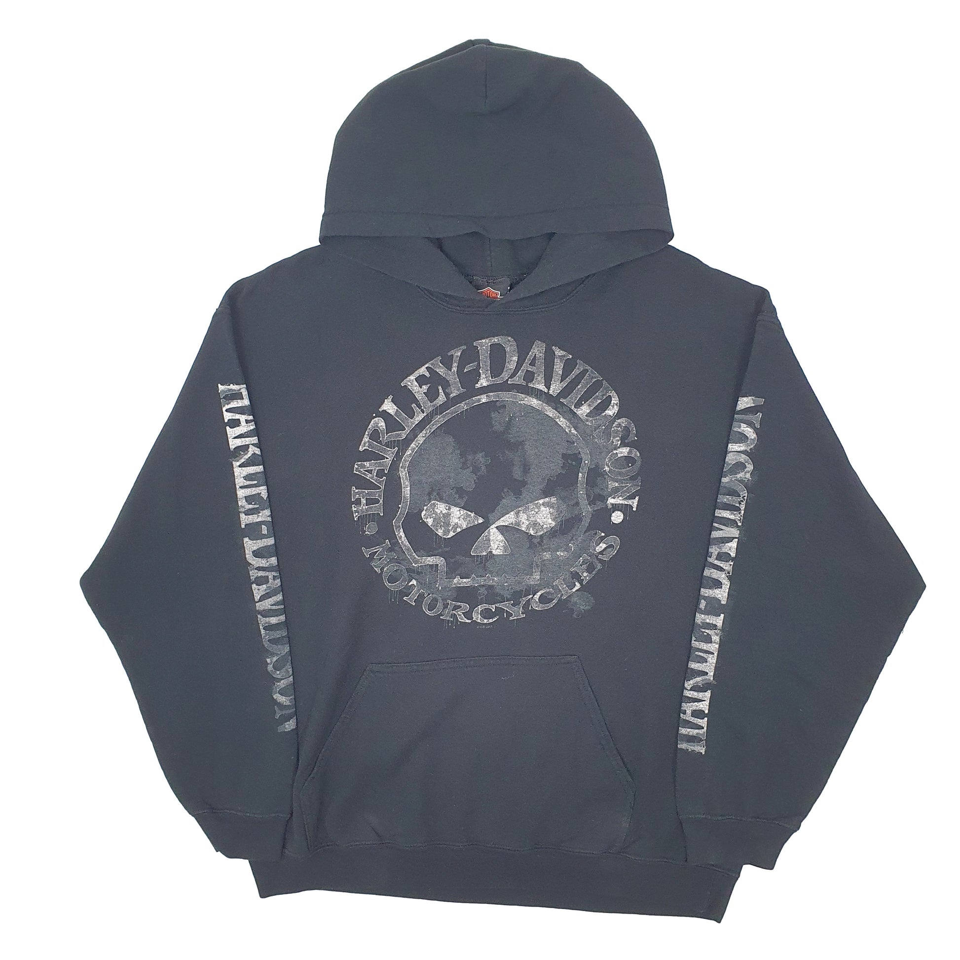 Mens Black Harley Davidson Military Hoodie Jumper