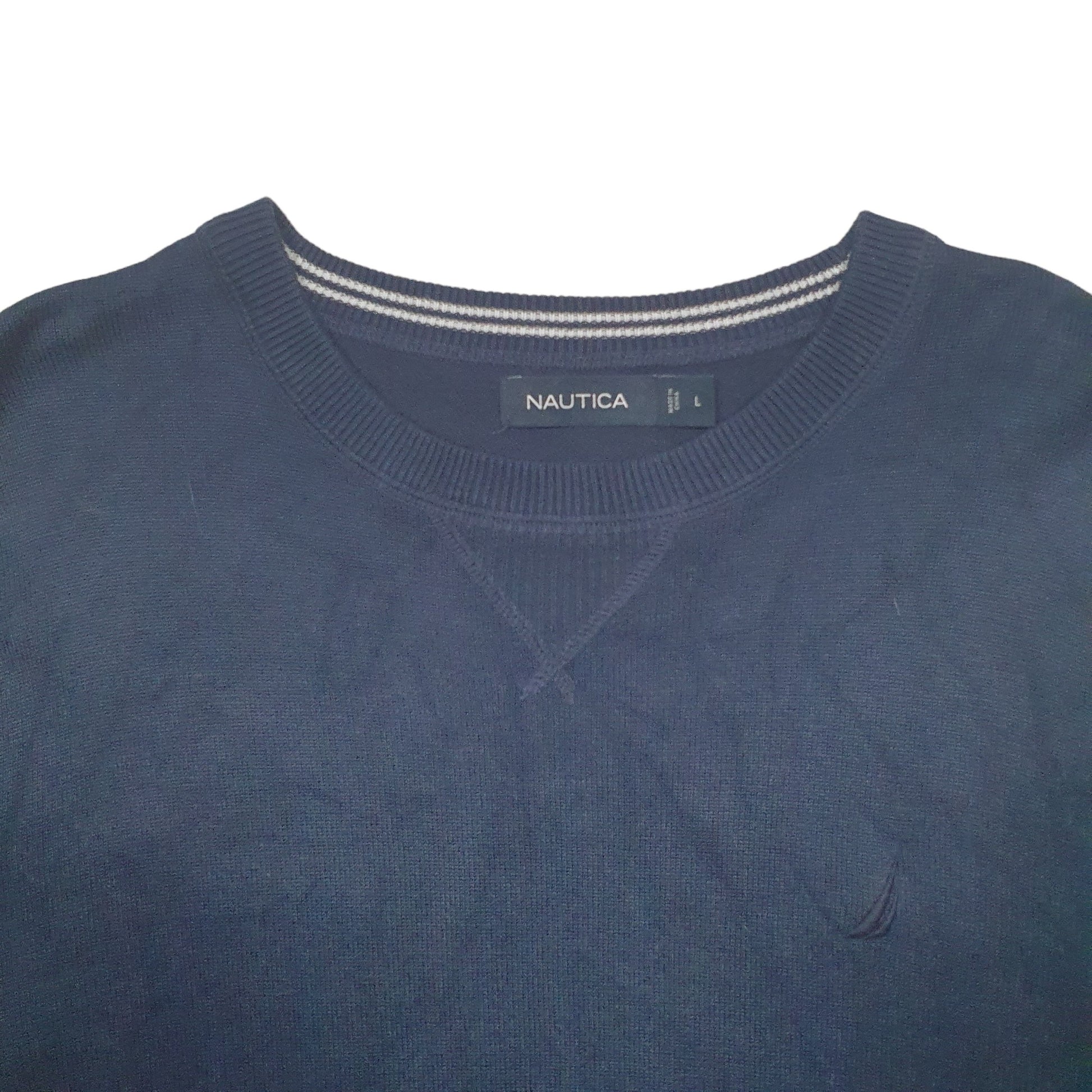 Mens Blue Nautica Knit Crewneck Jumper