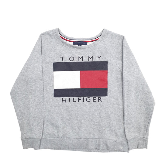 Womens Grey Tommy Hilfiger Spellout Crewneck Jumper