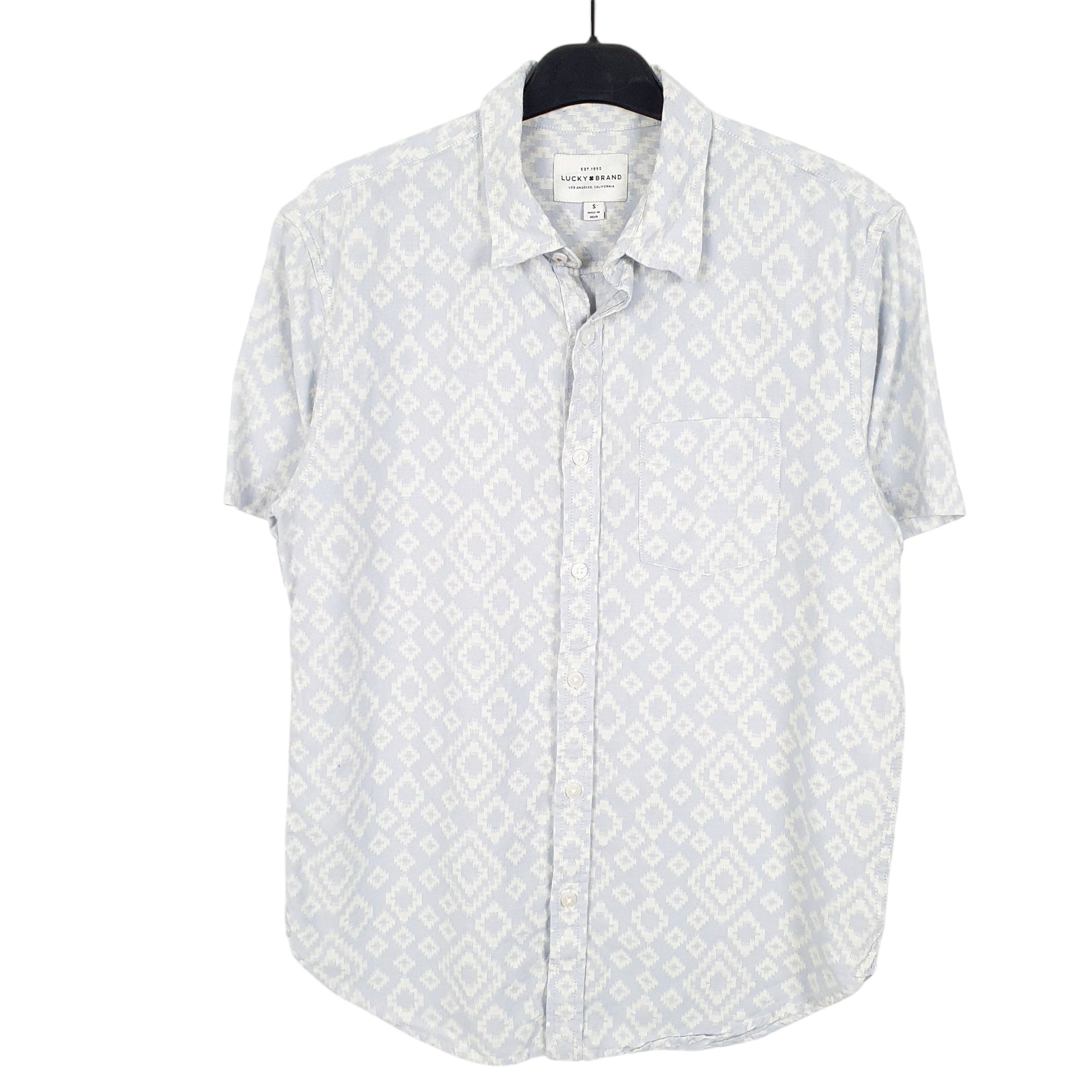 Mens Blue Lucky Brand Navajo Short Sleeve Shirt