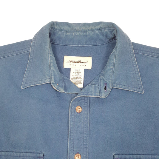 Mens Blue Eddie Bauer Vintage 90s Chamois Overshirt Shacket Long Sleeve Shirt
