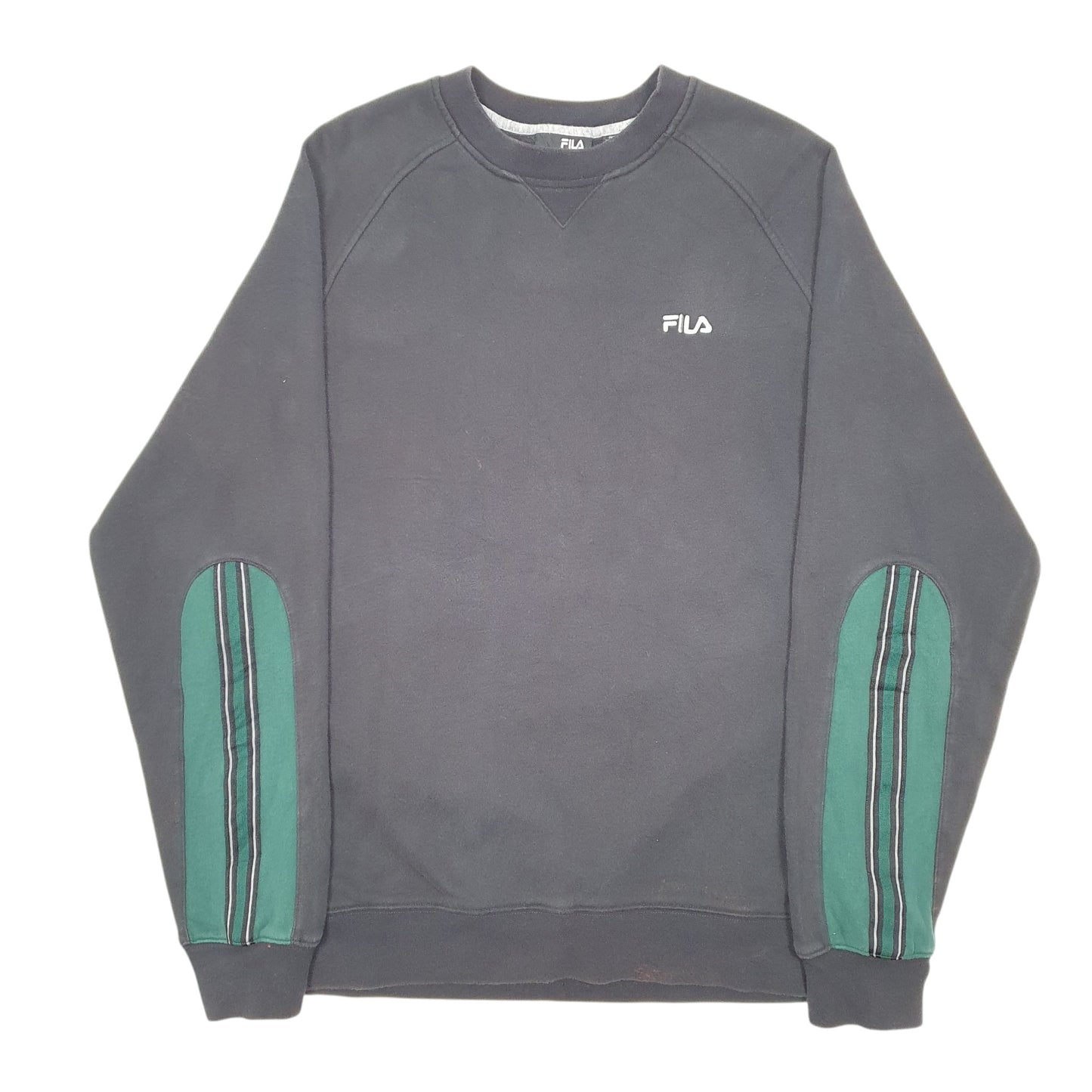 Mens Black Fila Raglan Crewneck Jumper