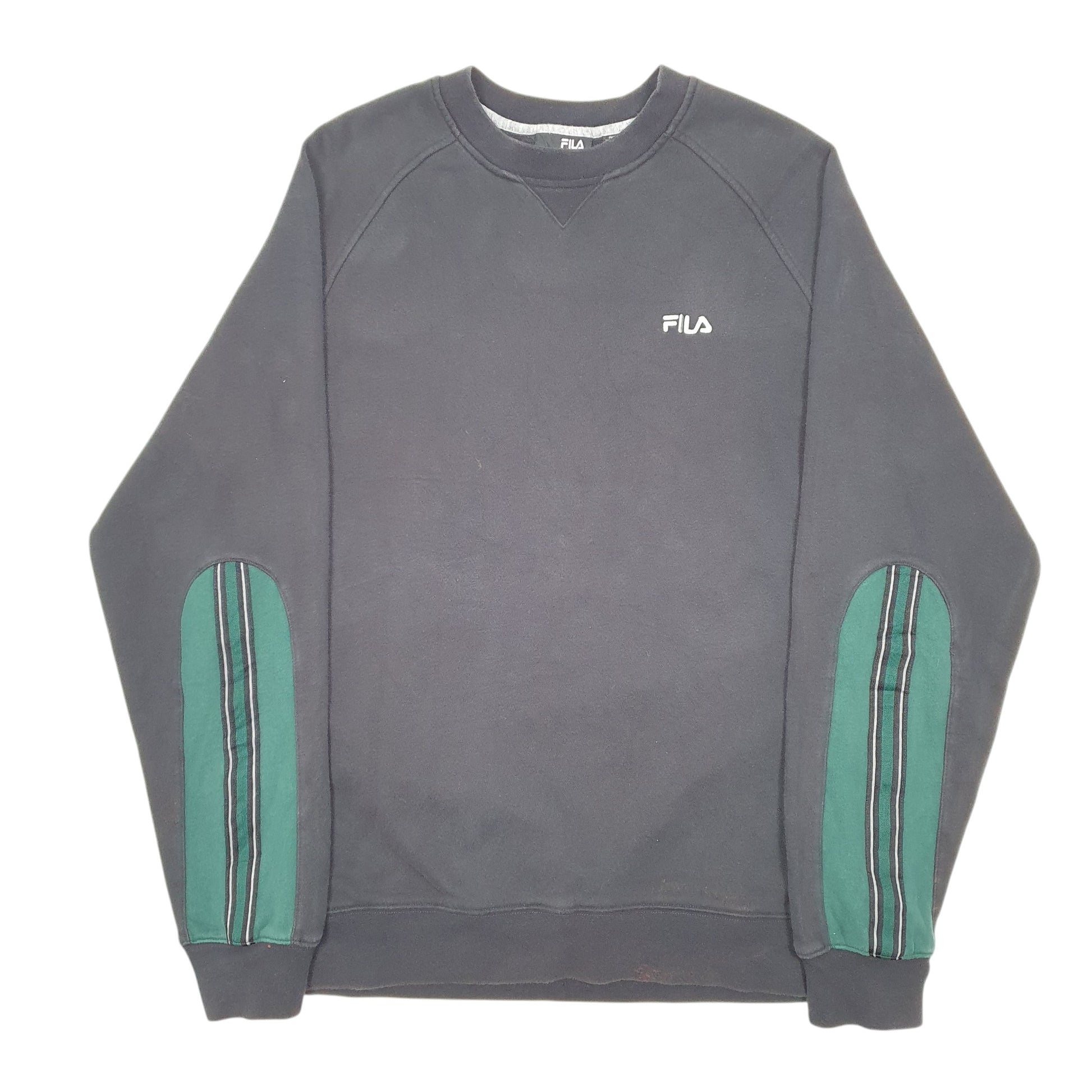 Mens Black Fila Raglan Crewneck Jumper