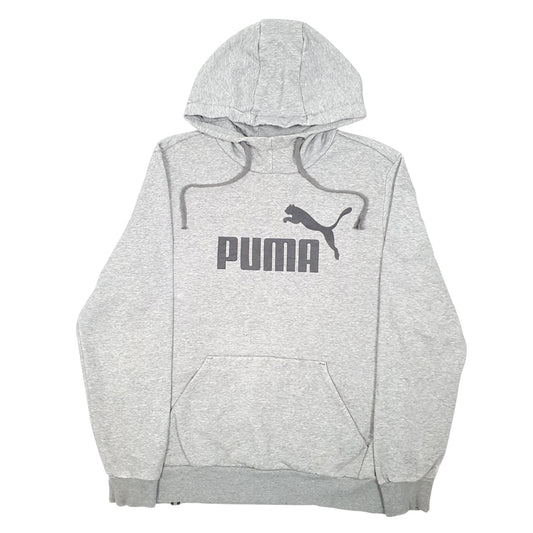 Mens Grey Puma Spellout Hoodie Jumper
