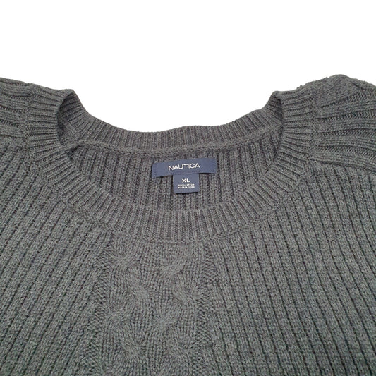 Womens Grey Nautica Knit Chunky Cable Crewneck Jumper