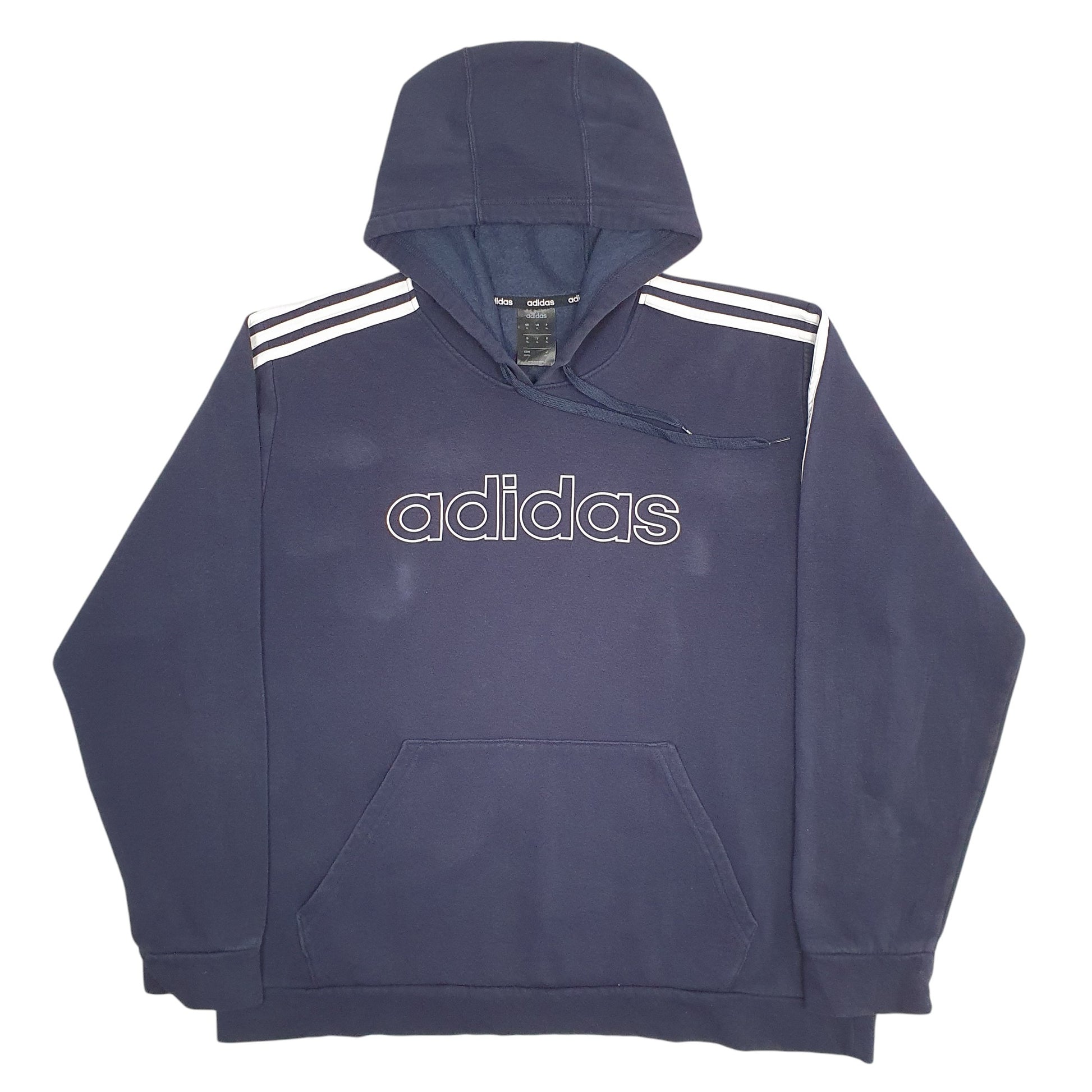 Mens Navy Adidas Spellout Hoodie Jumper