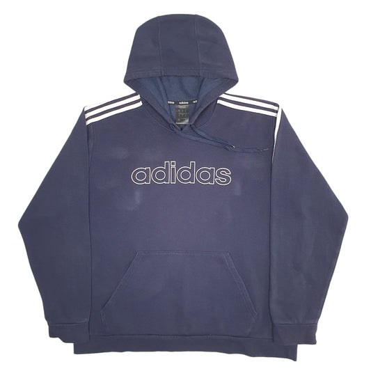 Mens Navy Adidas Spellout Hoodie Jumper