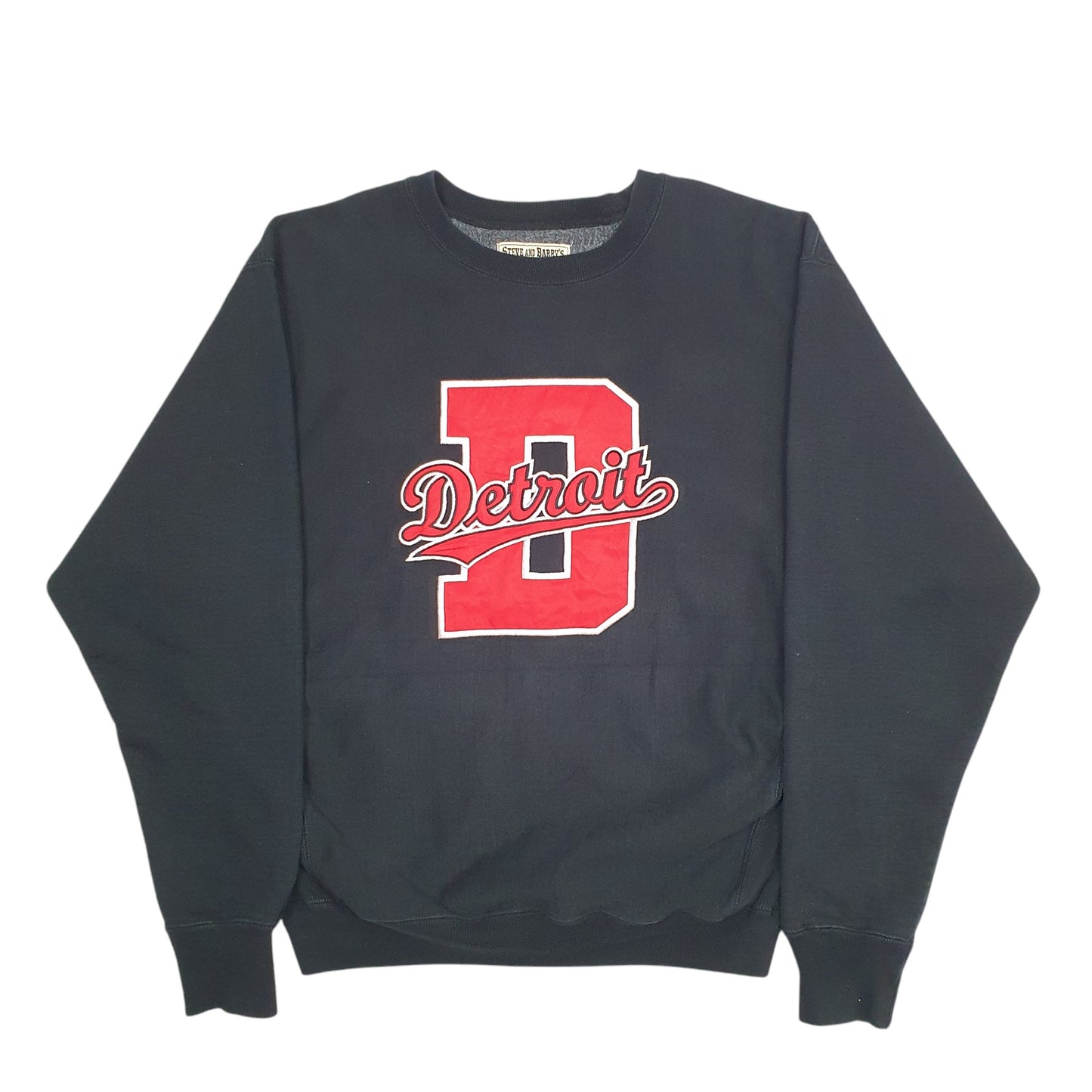 Mens Black Steve And Barrys Detroit Spellout Crewneck Jumper