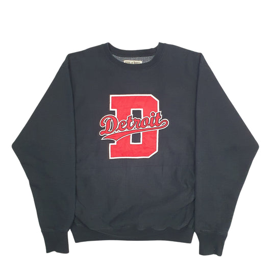 Mens Black Steve And Barrys Detroit Spellout Crewneck Jumper