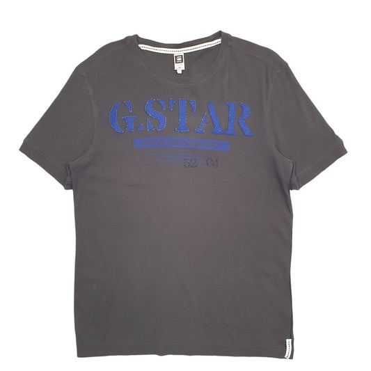 Mens Grey G.Star Raw Spellout Short Sleeve T Shirt