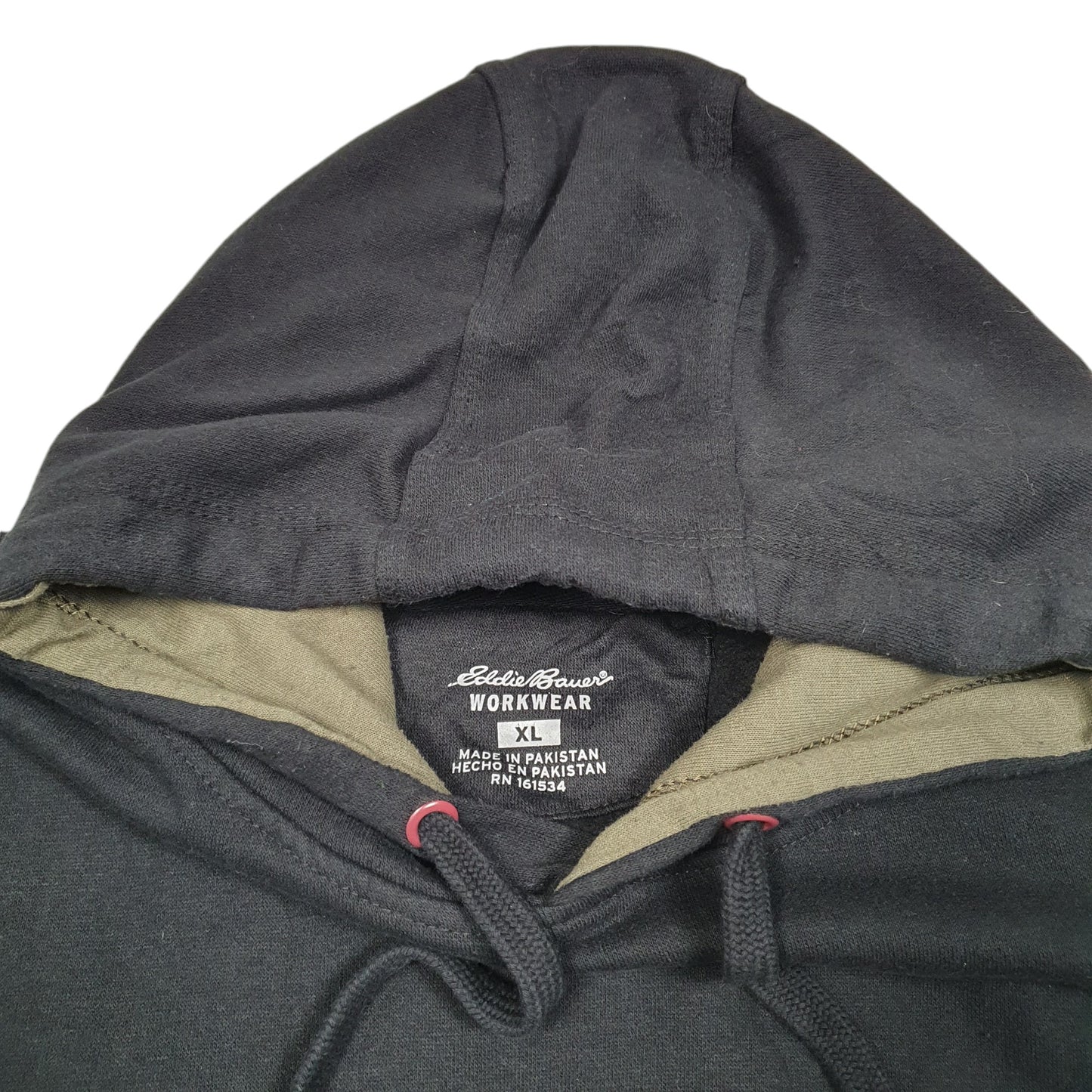 Mens Black Eddie Bauer Workwear Script Hoodie Jumper