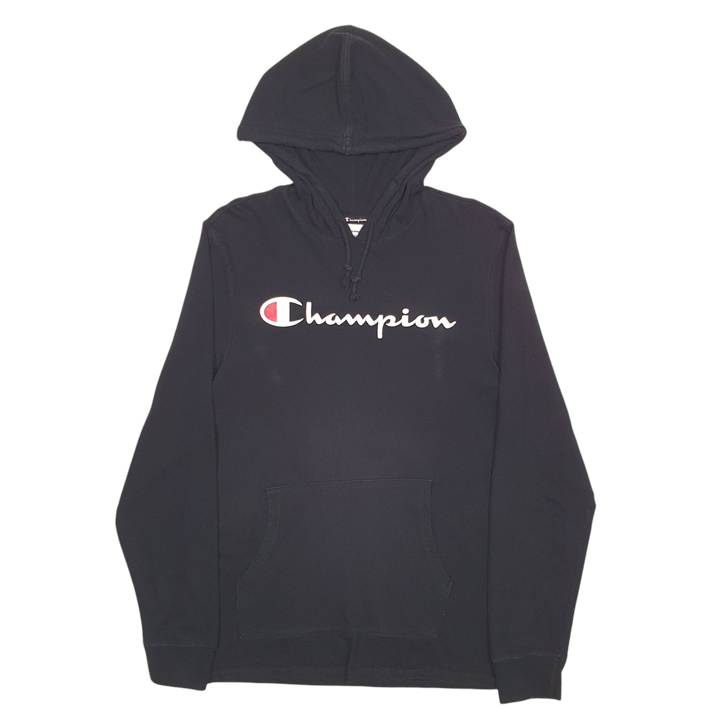 Mens Black Champion Spellout Hoodie Jumper