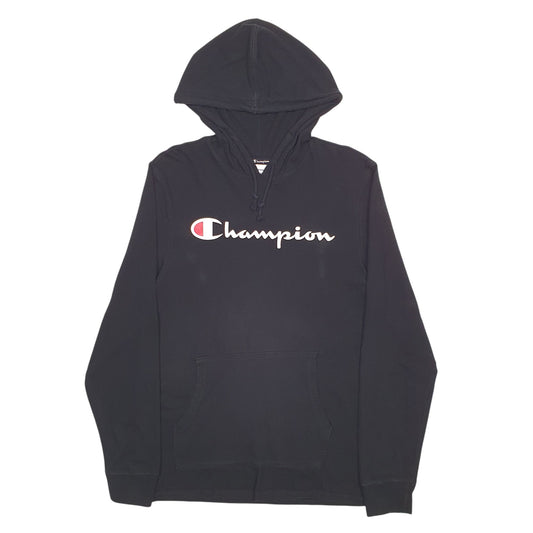 Mens Black Champion Spellout Hoodie Jumper