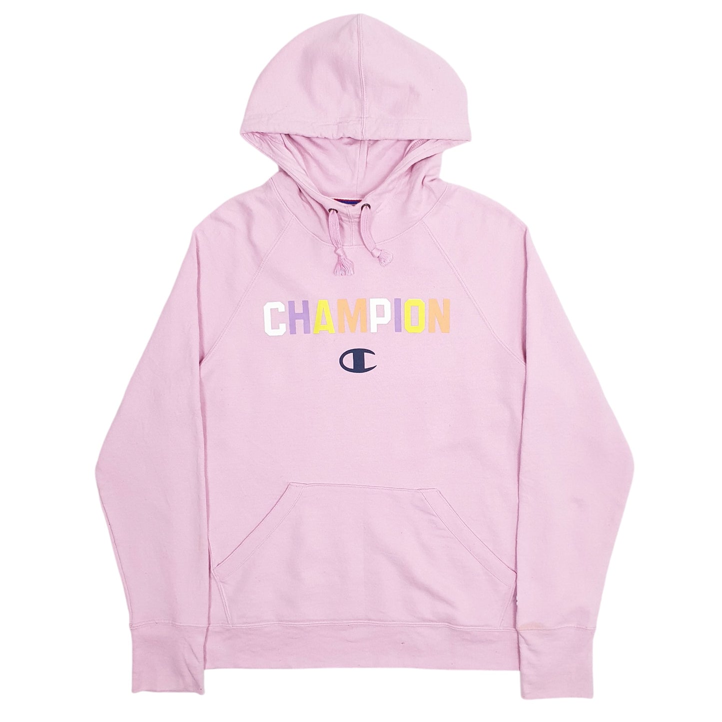 Womens Pink Champion Spellout Hoodie Jumper