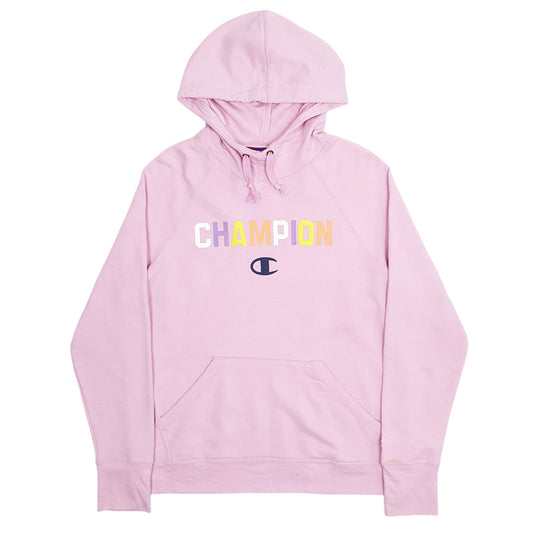 Womens Pink Champion Spellout Hoodie Jumper