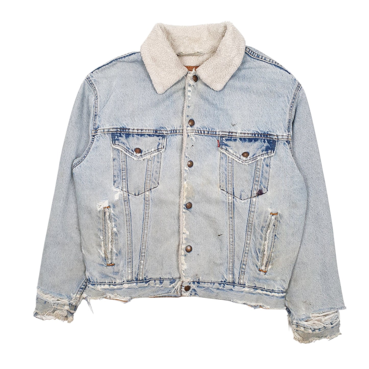 Mens Blue Levis Sherpa Vintage 90s Made In USA  Coat