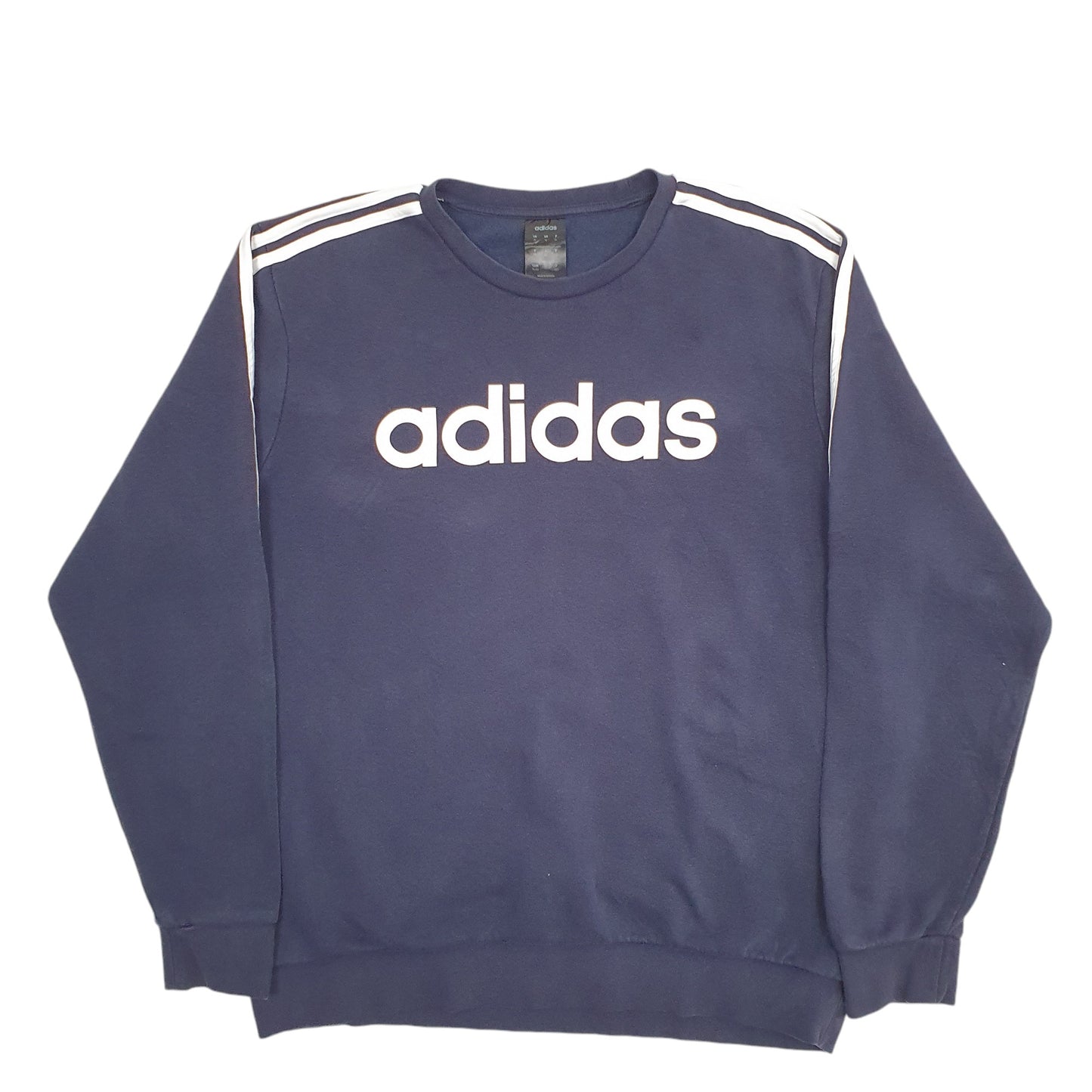 Mens Blue Adidas Spellout Crewneck Jumper