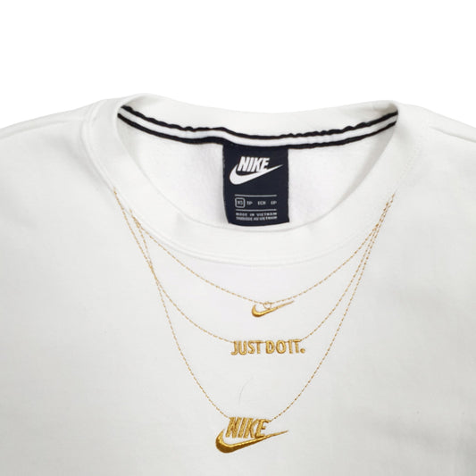 Mens White Nike Chain Crewneck Jumper