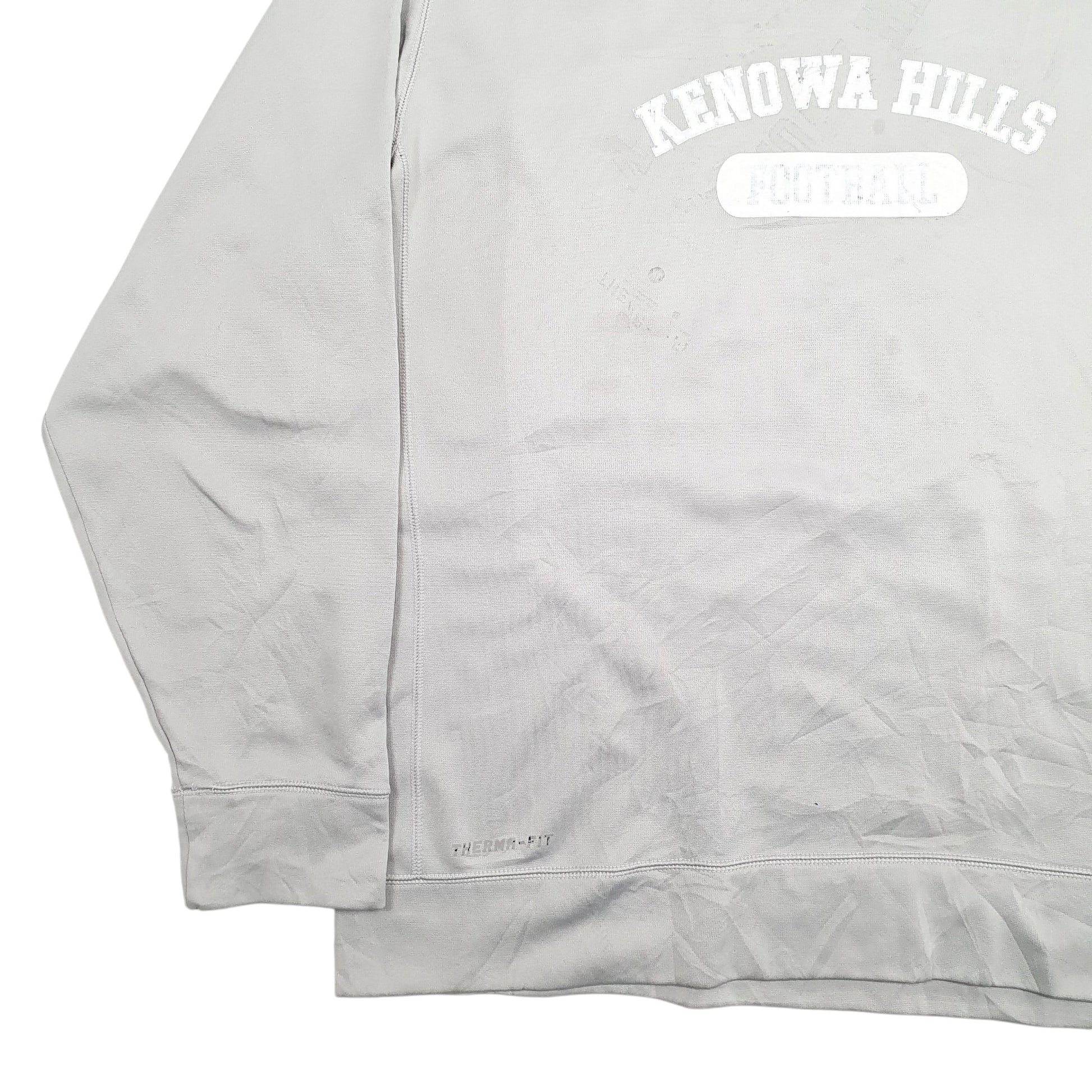 Mens Grey Nike Kennoway Hills Football Spellout Therma Fit Crewneck Jumper