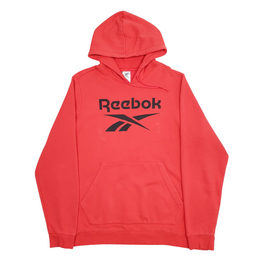 Mens Red Reebok Spellout Hoodie Jumper