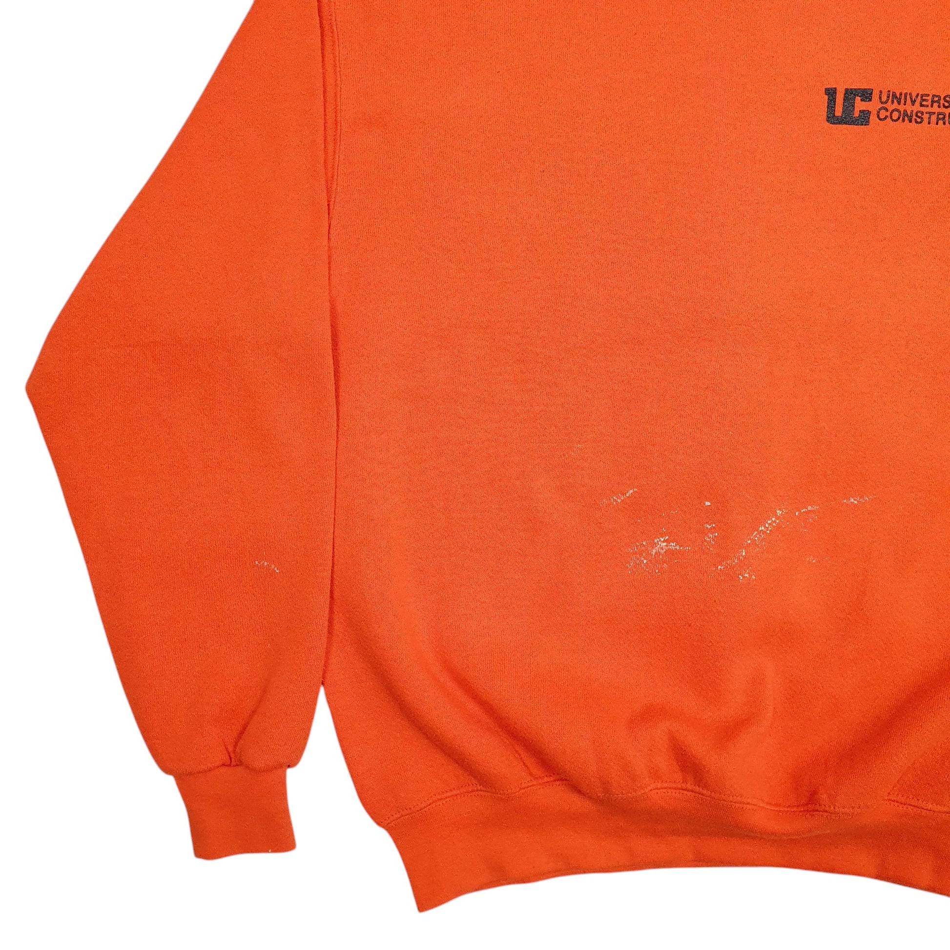 Mens Orange Lee University Construction Spellout Crewneck Jumper
