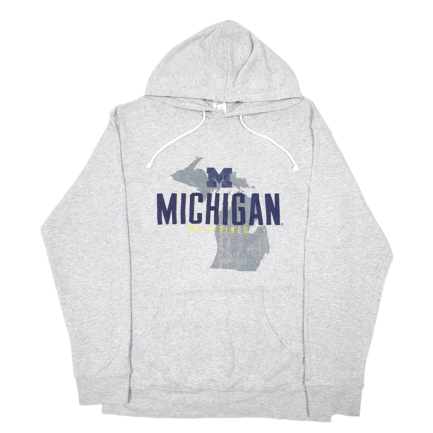 Mens Grey Pro Edge Michigan Wolverines American Football Spellout Hoodie Jumper