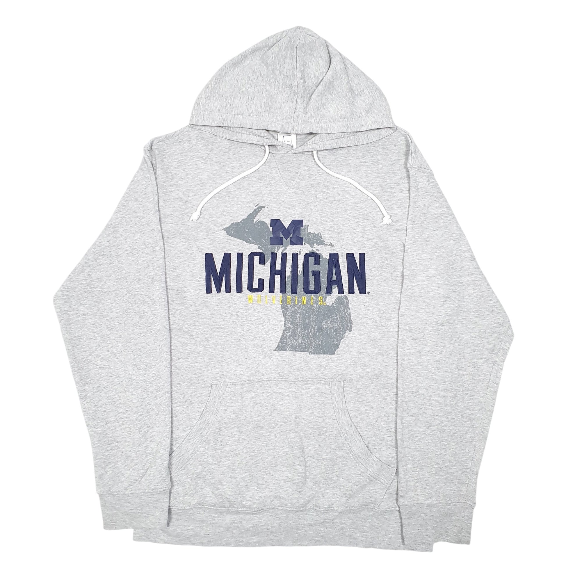 Mens Grey Pro Edge Michigan Wolverines American Football Spellout Hoodie Jumper