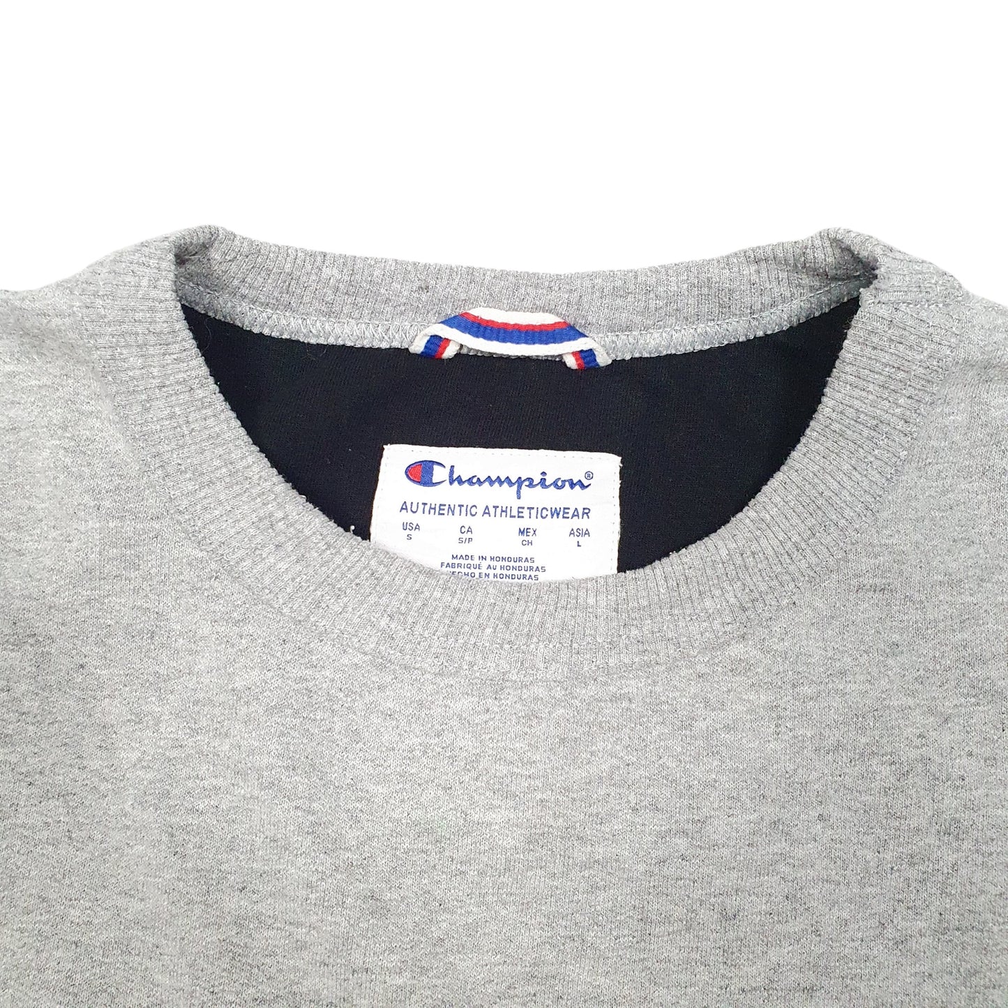 Mens Grey Champion Spellout Crewneck Jumper