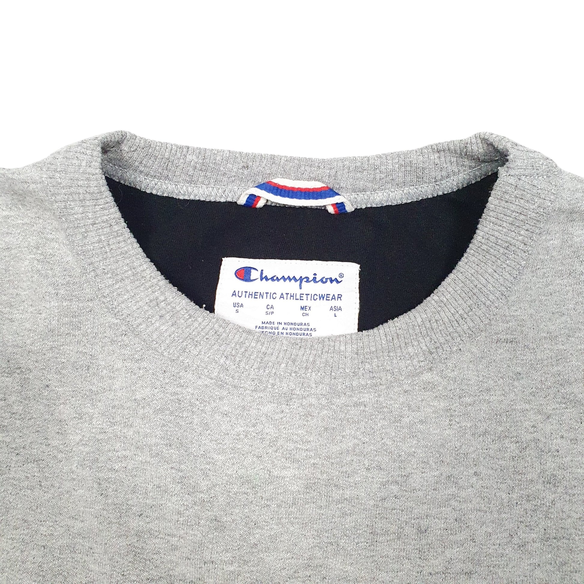 Mens Grey Champion Spellout Crewneck Jumper