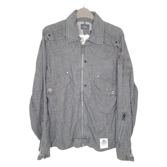 Mens Grey G Star Raw Shacket Zip Denim Long Sleeve Shirt