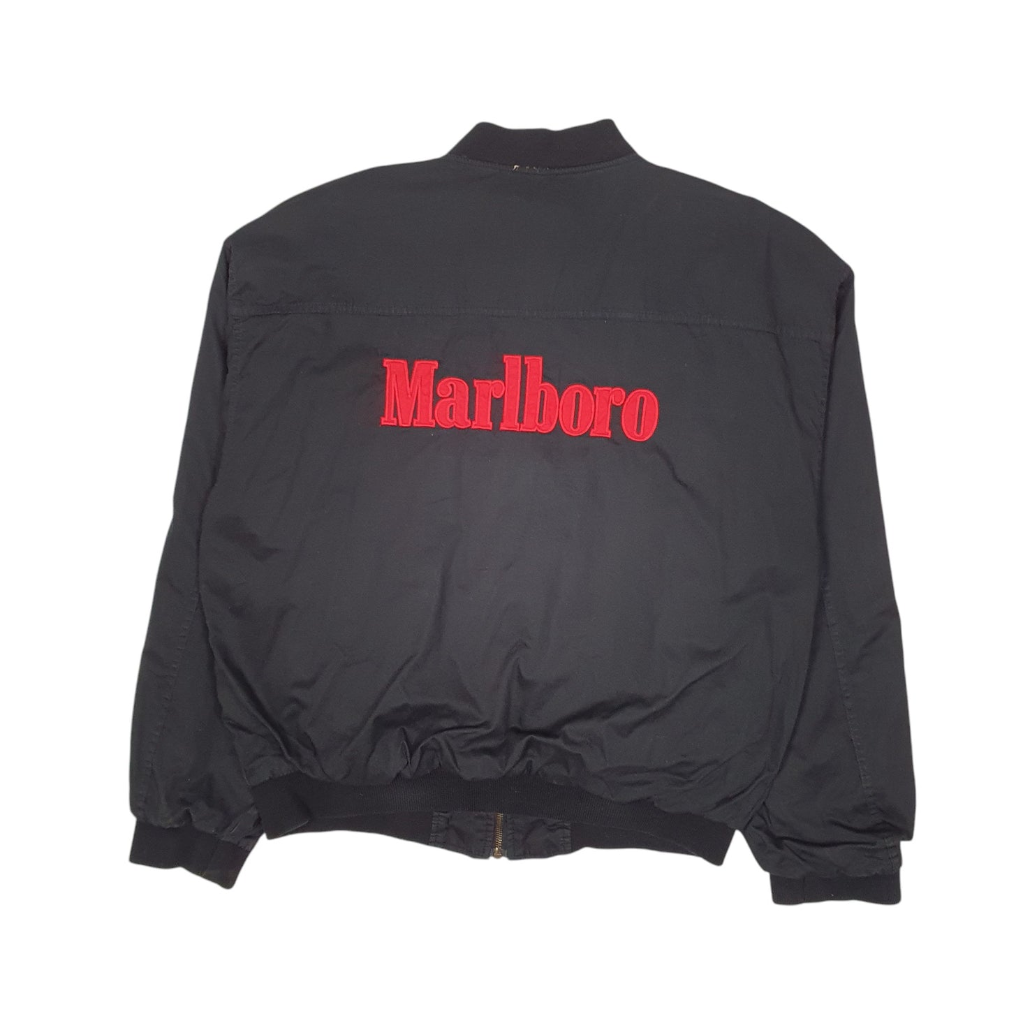 Mens Black Marlboro Vintage 90s Harrington  Coat