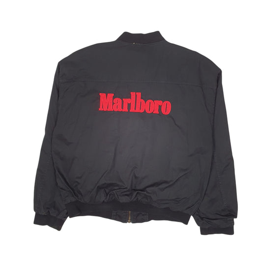 Mens Black Marlboro Vintage 90s Harrington  Coat