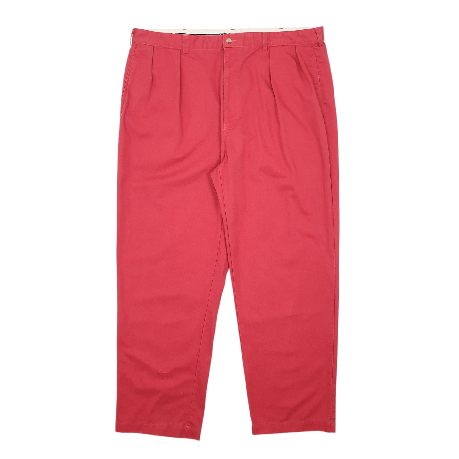 Mens Red Polo Ralph Lauren Andrew Pant Vintage Double Pleated Chino Trousers