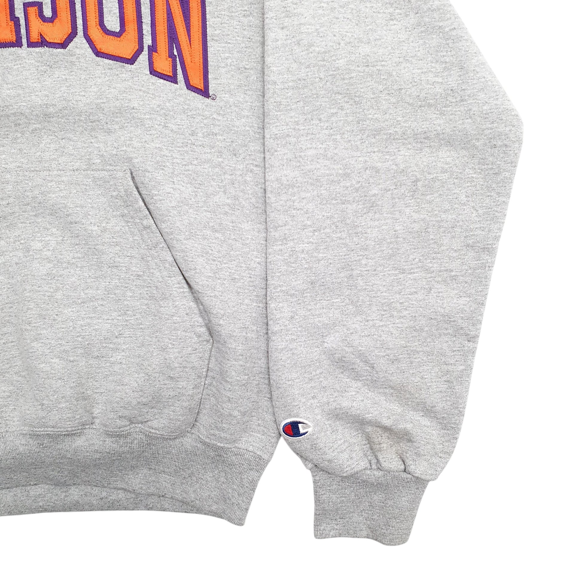 Womens Grey Champion Clemson University Spellout Hoodie Jumper