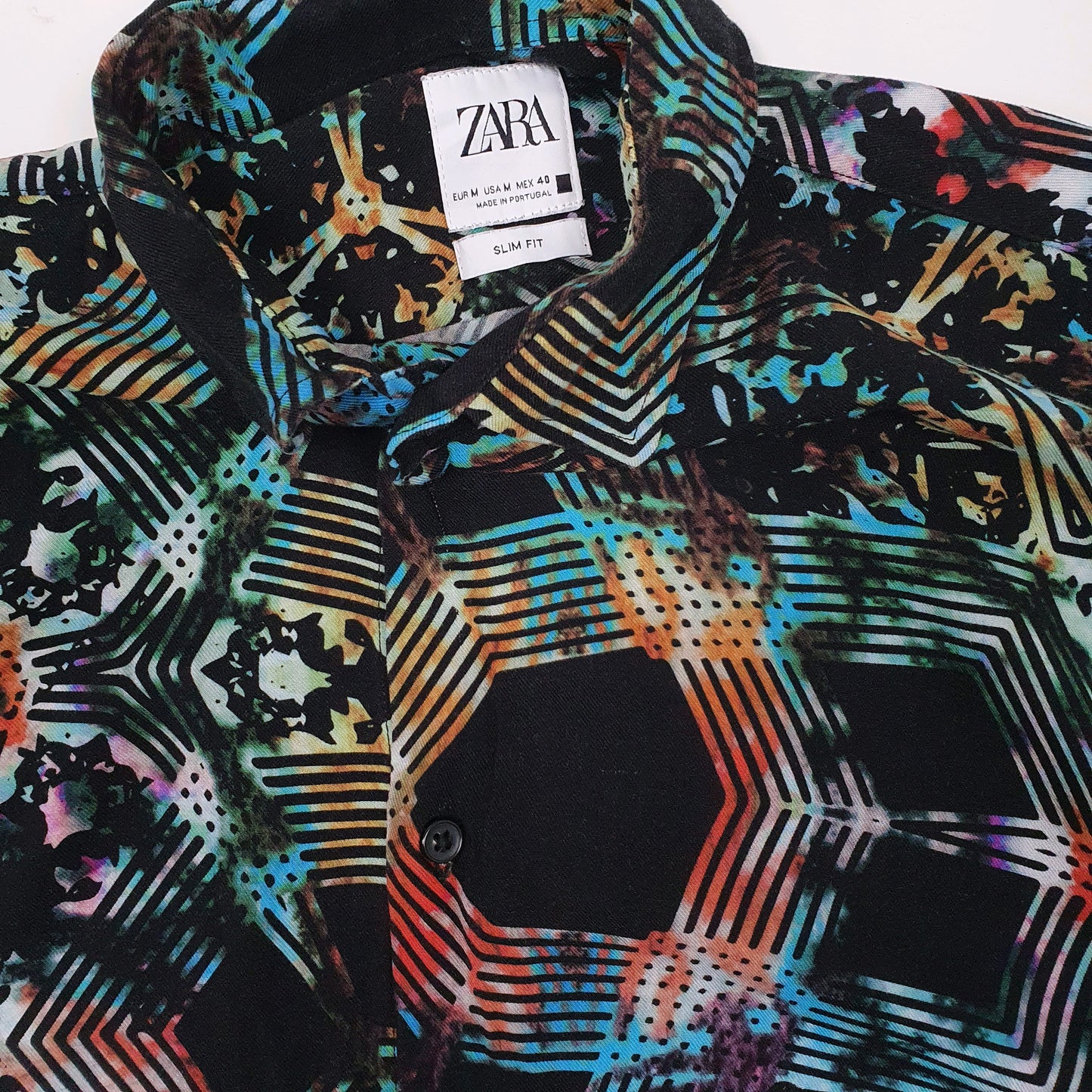 Mens Black Zara Funky Abstract Long Sleeve Shirt