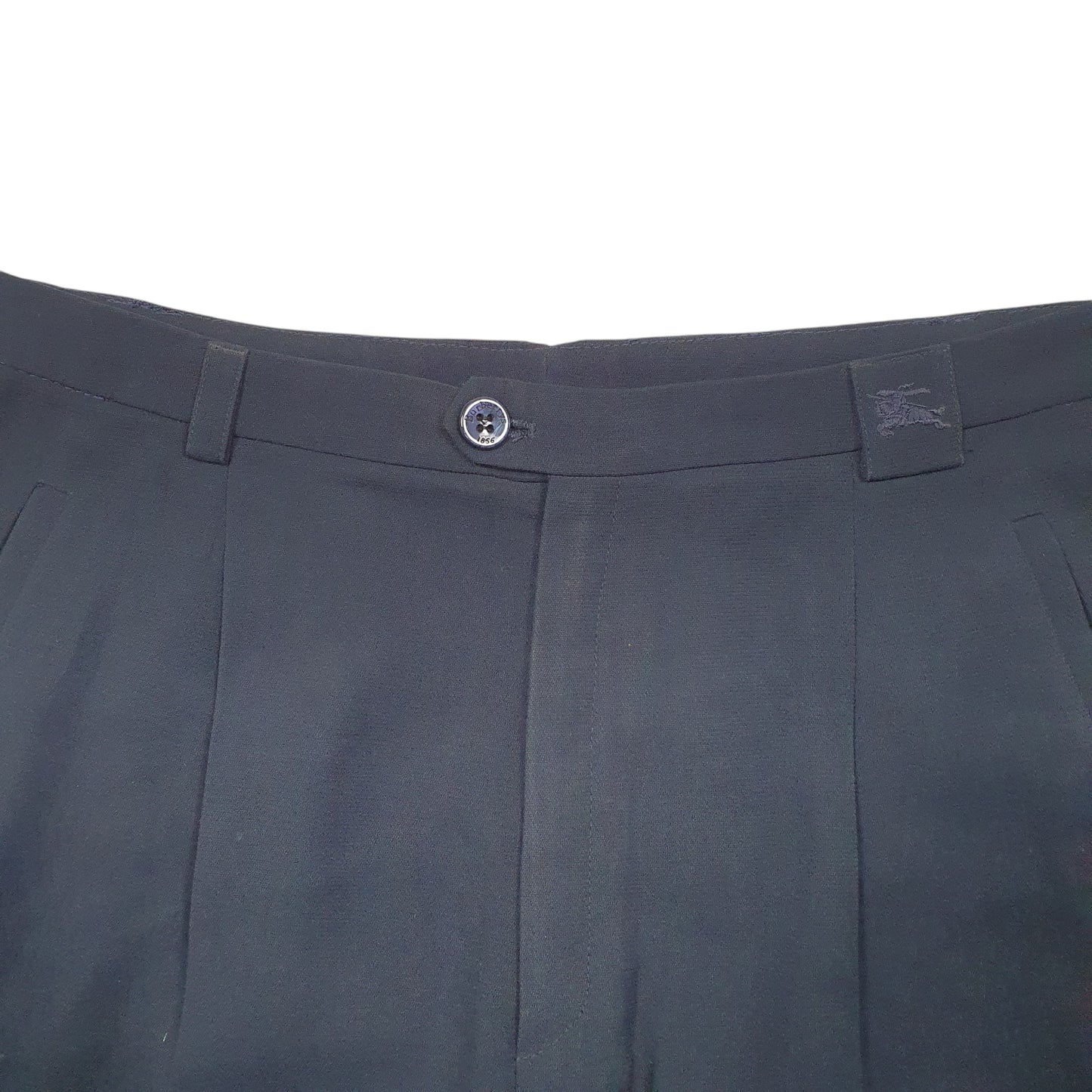 Mens Navy Burberry Double Pleated Slacks London Chino Trousers