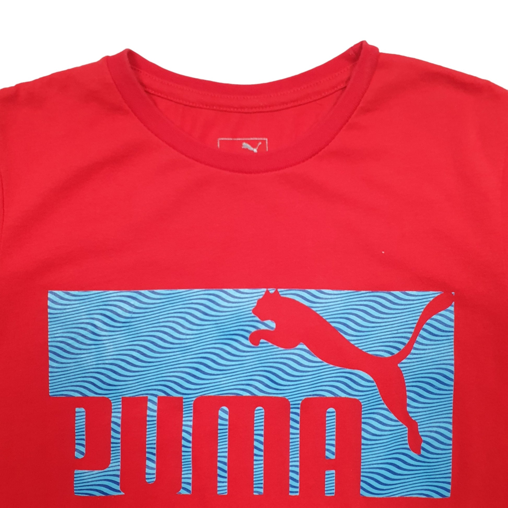 Mens Red Puma Spellout Short Sleeve T Shirt