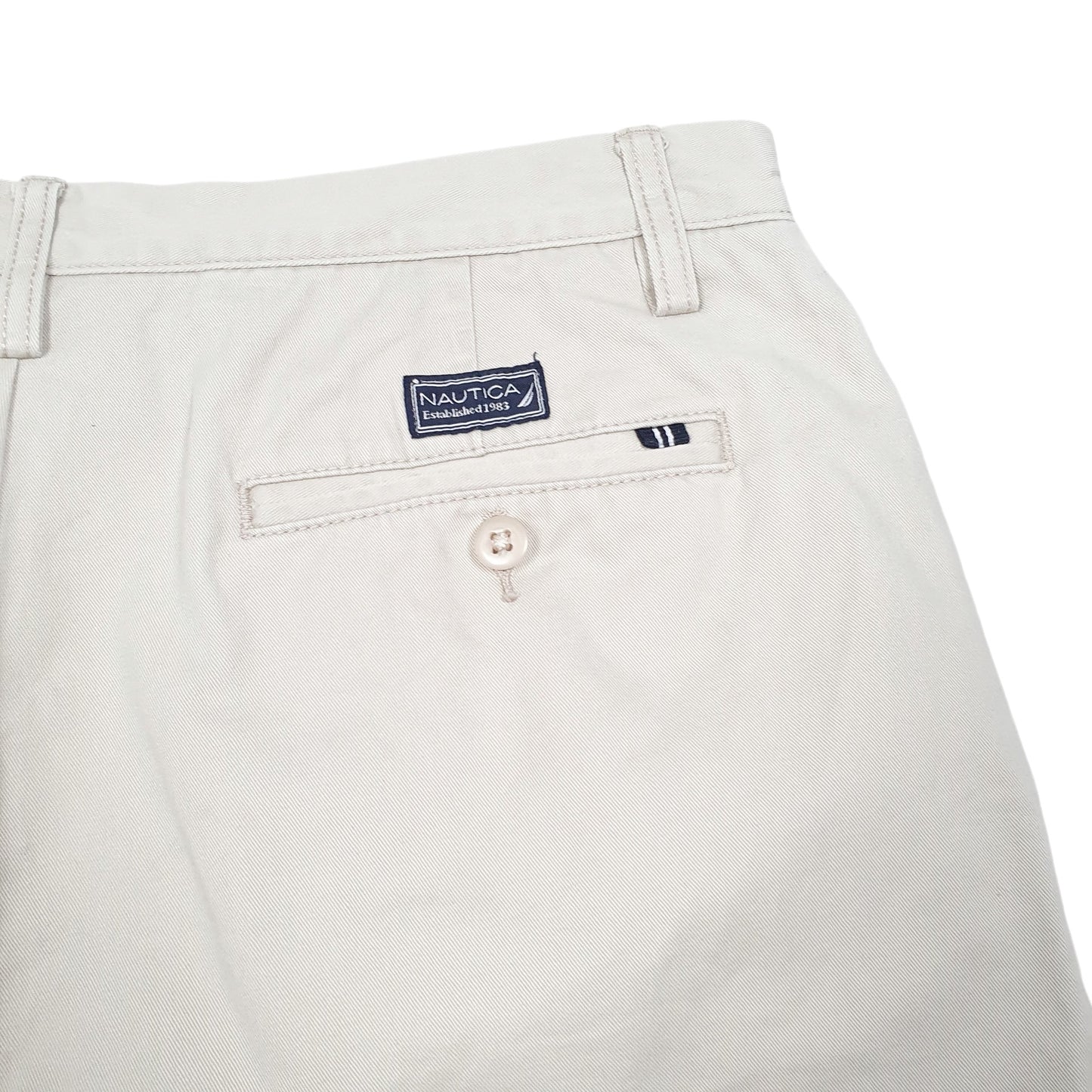 Mens Beige Nautica Classic Fit Double Pleated Chino Shorts