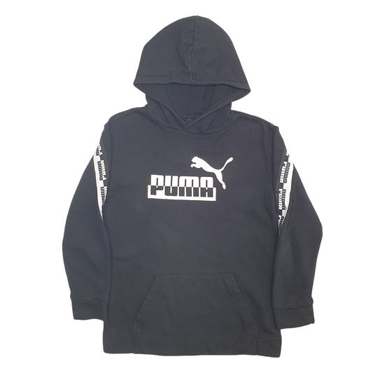 Mens Black Puma Spellout Hoodie Jumper