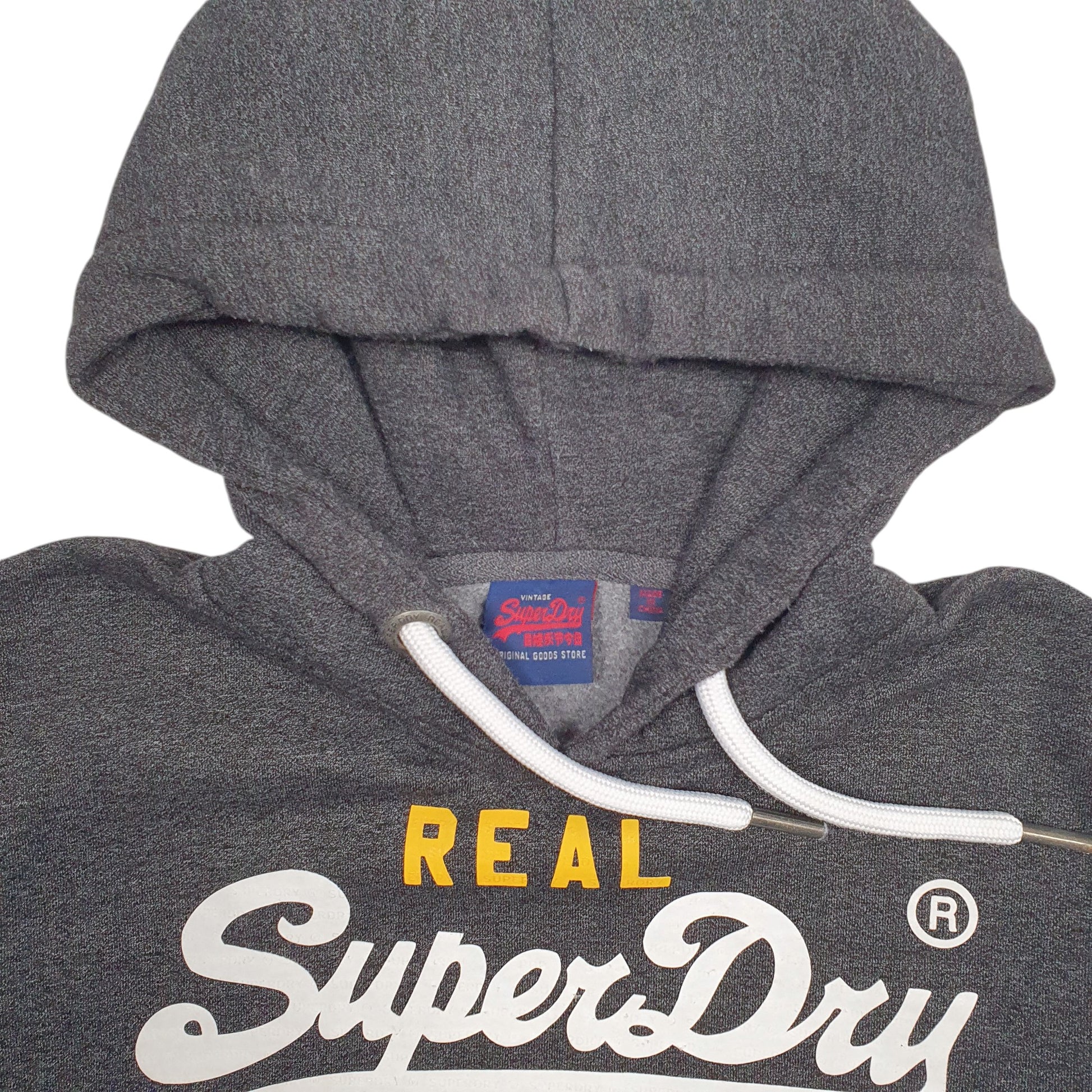 Mens Grey Superdry Spellout Japan Hoodie Jumper